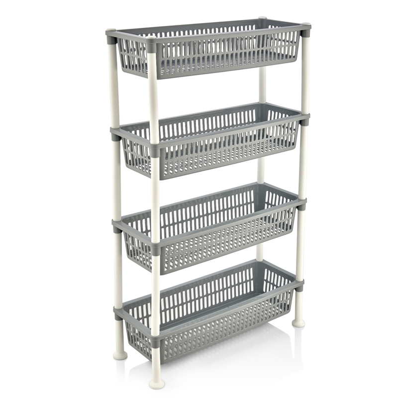 ETAGERE 4 NIVEAUX 50X20X80 CM PLASTIQUE COULEUR GRIS CLAIR
