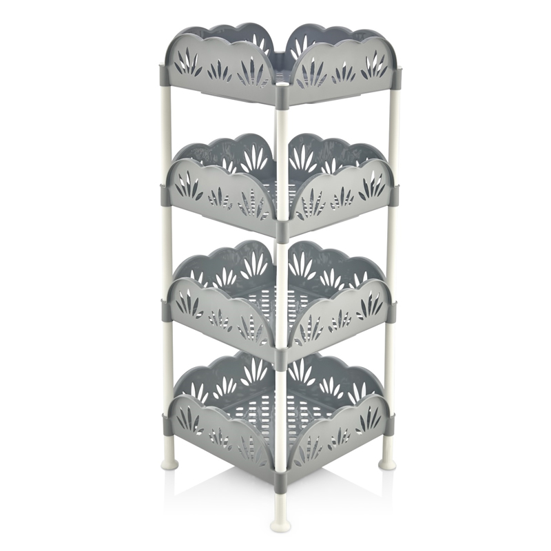 ETAGERE 4 NIVEAUX 34X34X84 CM PLASTIQUE COULEUR GRIS CLAIR