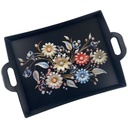 PLATEAU DECO PLASTIQUE AVEC POIGNEE 47X31 CM MIX NOIR / BLANC