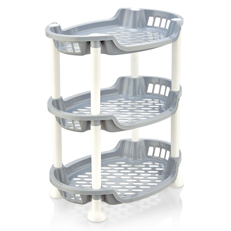 ETAGERE MINI 3 NIVEAUX 33X18X34 CM PLASTIQUE GRIS CLAIR