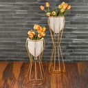 SET 2 POTS DE FLEUR DECO METAL 48X18X18 // 65X18X18 CM MODELE OR 