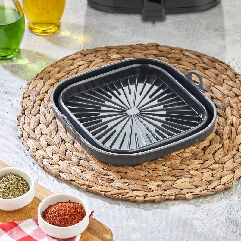 MOULE POUR AIR FRYER EN SILICONE 20X20X6 CM COULEUR NOIR