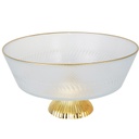 BOL DECO EN VERRE AVEC PIED 22X11 CM TRANSPARENT AVEC BORDS DORES