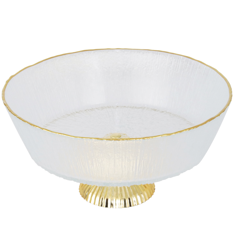 BOL DECO EN VERRE AVEC PIED 22X11 CM TRANSPARENT AVEC BORDS DORES
