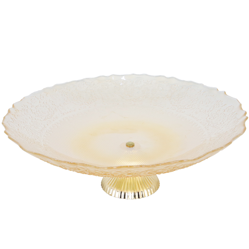 BOL DECO EN VERRE AVEC PIED PLASTIQUE 33X14 CM TRANSPARENT AMBRE