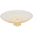 BOL DECO EN VERRE AVEC PIED PLASTIQUE 33X14 CM TRANSPARENT AMBRE