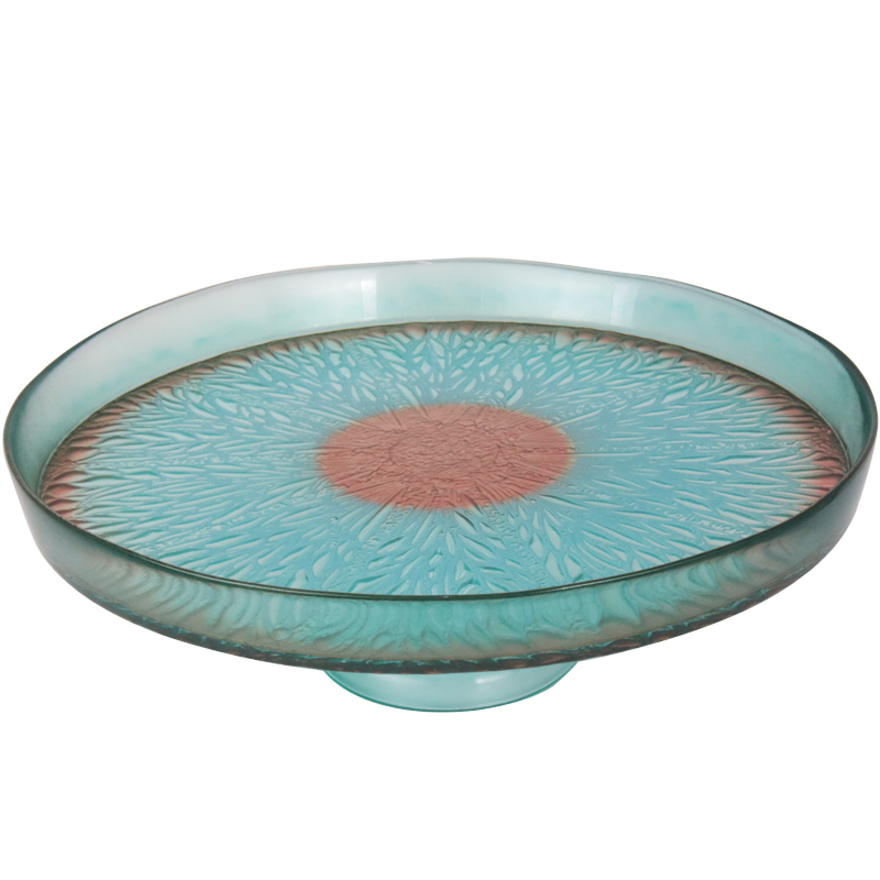 PLATEAU DE PRESENTATION DECO AVEC PIED EN VERRE 33X11 CM