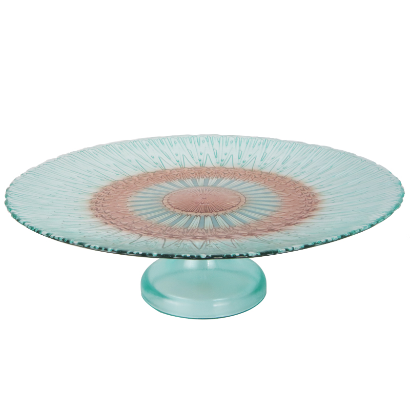 PLATEAU DE PRESENTATION DECO AVEC PIED EN VERRE 33X10 CM