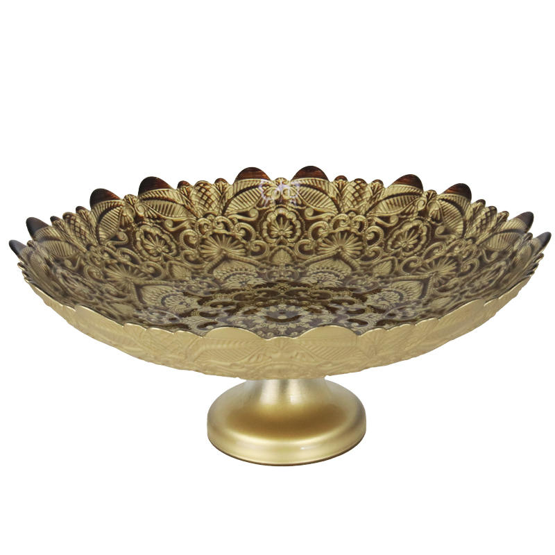 PLATEAU DE PRESENTATION DECO AVEC PIED EN VERRE 32X12 CM