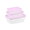 SET 3 BOITES CONSERVATION ALIMENTAIRE 300ML/600ML/1200 ML MIX ROSE/BLANC/BLEU