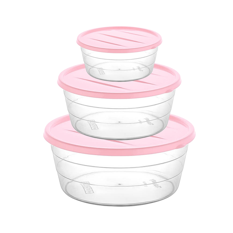 SET 3 BOITES CONSERVATION ALIMENTAIRE 300ML/700ML/1100 ML MIX ROSE/BLANC/BLEU