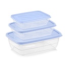 SET 3 BOITES CONSERVATION ALIMENTAIRE 600ML/1200ML/2000 ML MIX ROSE/BLANC/BLEU