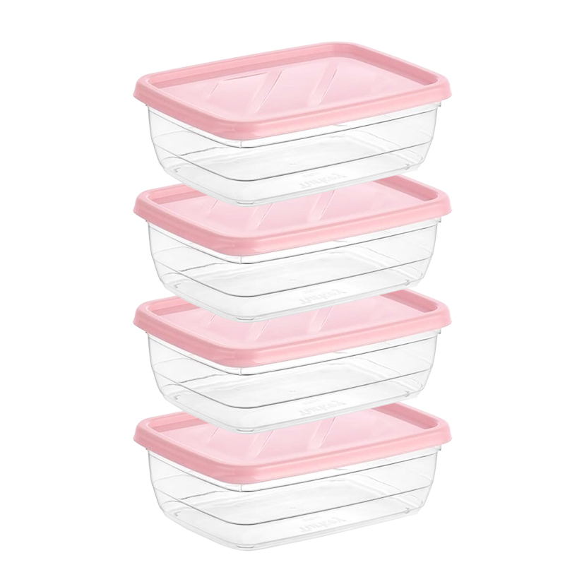 SET 4 BOITES CONSERVATION ALIMENTAIRE 300 ML MIX ROSE/BLANC/BLEU
