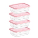 SET 4 BOITES CONSERVATION ALIMENTAIRE 300 ML MIX ROSE/BLANC/BLEU