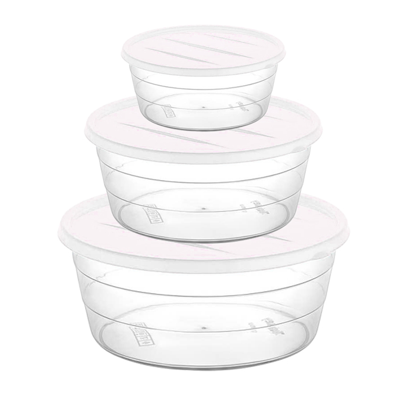 SET 3 BOITES CONSERVATION ALIMENTAIRE 700ML/1100ML/1750 ML MIX ROSE/BLANC/BLEU