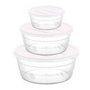 SET 3 BOITES CONSERVATION ALIMENTAIRE 700ML/1100ML/1750 ML MIX ROSE/BLANC/BLEU