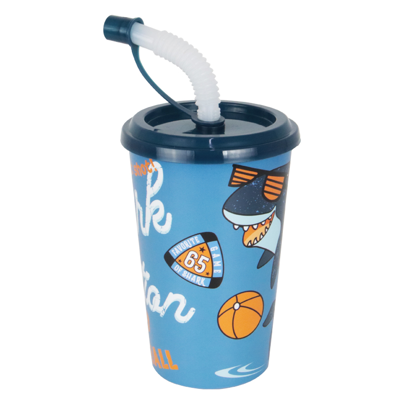 GOBELET ENFANT 400 CC AVEC PAILLE COULEURS MIX 