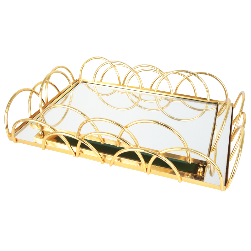 SET 2 PLATEAUX DECO METAL 40X27 CM / 34X21 CM MODELE OR 