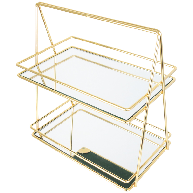 PRESENTOIR DECO METAL 2 NIVEAUX 17X28 CM MODELE OR 