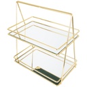 PRESENTOIR DECO METAL 2 NIVEAUX 17X28 CM MODELE OR 