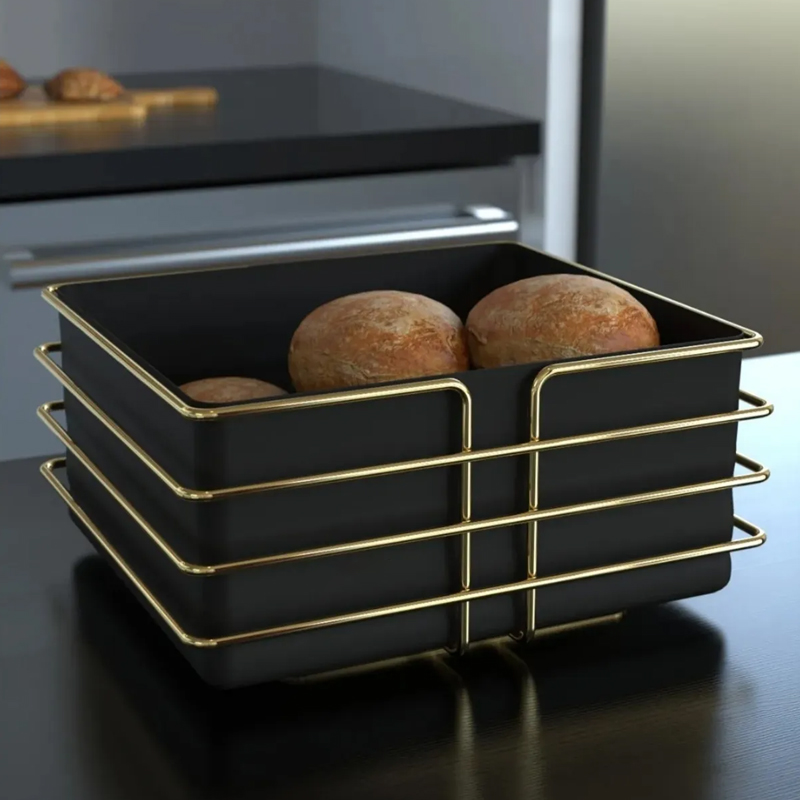 PANIER A PAIN DECO METAL 20*20*11 CM MODELE OR