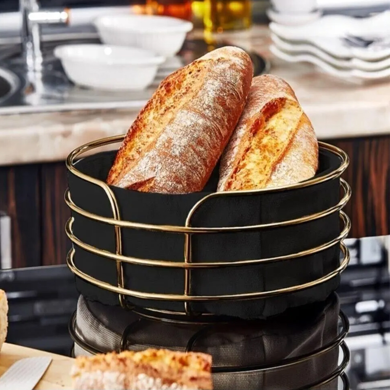 PANIER A PAIN DECO METAL 20*11 CM MODELE OR