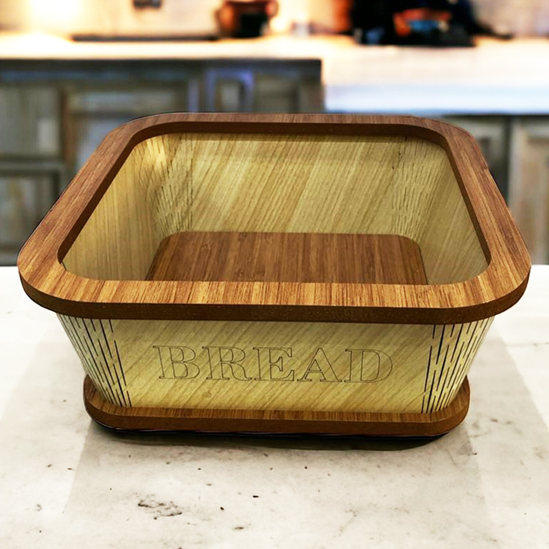 PANIER A PAIN BOIS 23X23X9 CM MIIX NOIR/BEIGE/MARRON