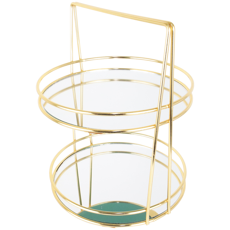 PRESENTOIR DECO METAL 2 NIVEAUX 2X24 CM MODELE OR 