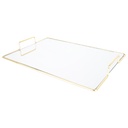 PLATEAU DECO METAL AVEC POIGNEE 37X25 CM MODELE OR 