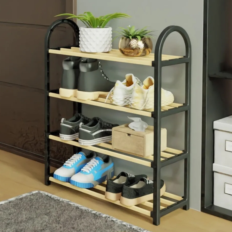 MEUBLE CHAUSSRES EN BOIS 4 NIVEAUX 64X18X50 CM 