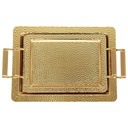 SET 2 PLATEAUX DECO METAL RECTANGULAIRE 44X33 CM / 35 X 26 CM MODELE OR 