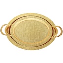 SET 2 PLATEAUX DECO METAL OVAL 45X35 CM / 37 X 27 CM MODELE OR 