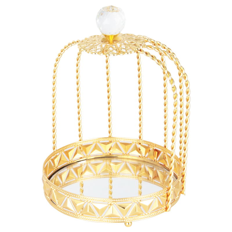 CAGE DECO METAL 15 CM MODELE OR 