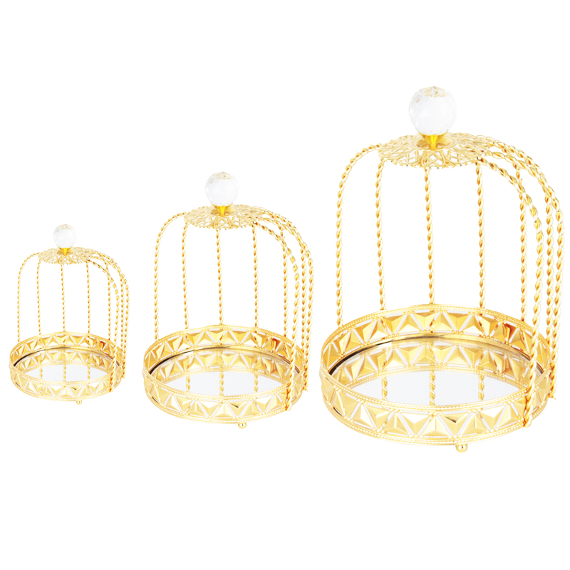 SET 3 CAGES DECO METAL 32X26 CM / 24X22 CM / 22X18 CM MODELE OR 