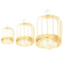 SET 3 CAGES DECO METAL 32X26 CM / 24X22 CM / 22X18 CM MODELE OR 