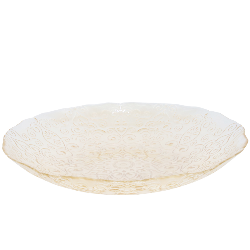 BOL FRUIT DECO EN VERRE 33 CM  TRANSPARENT AMBRE