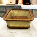 PANIER A PAIN BOIS CARRE  23X23X9 CM MIX BEIGE/NOIR/MARRON