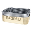 PANIER A PAIN BOIS AVEC TISSU RECTANGULAIRE 25X17X9 CM MIX BEIGE/NOIR/MARRON