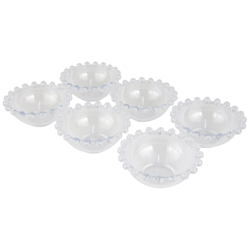 SET 6 MINI BOLS A SAUE CRYSTAL PLASTIQUE TRANSPARENT 6X7 CM 