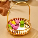 PLATEAU DECO METAL 12 CM AVEC POIGNEE MODELE OR
