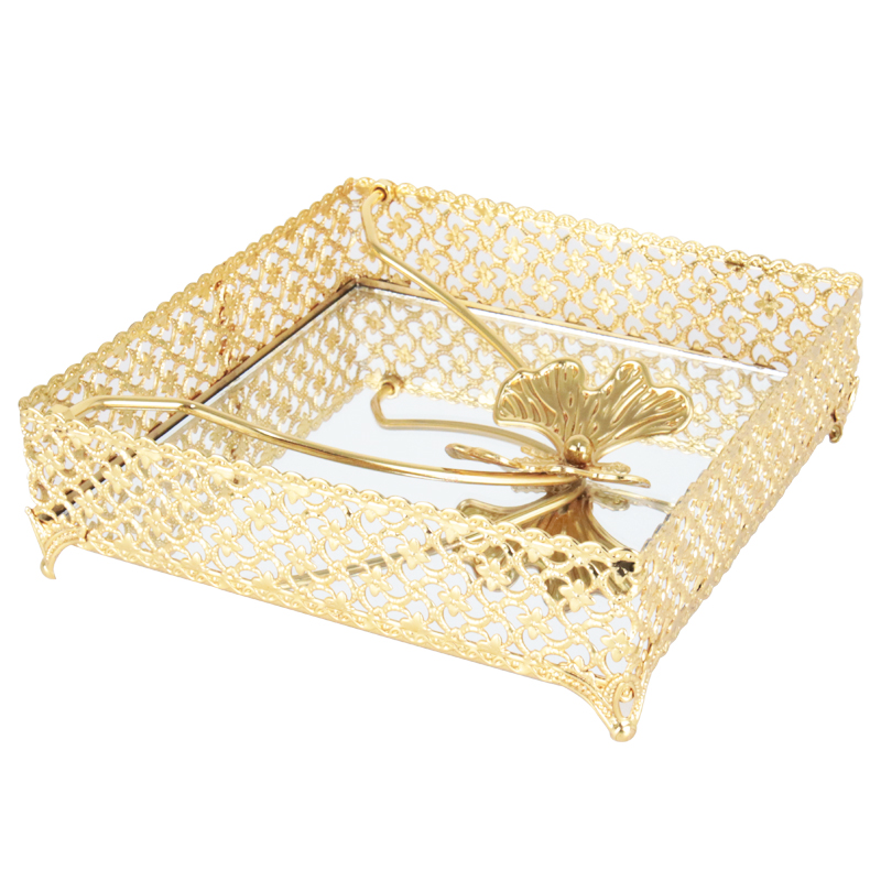 PORTE PAPIER DECO METAL 19X19X6 CM MODELE OR