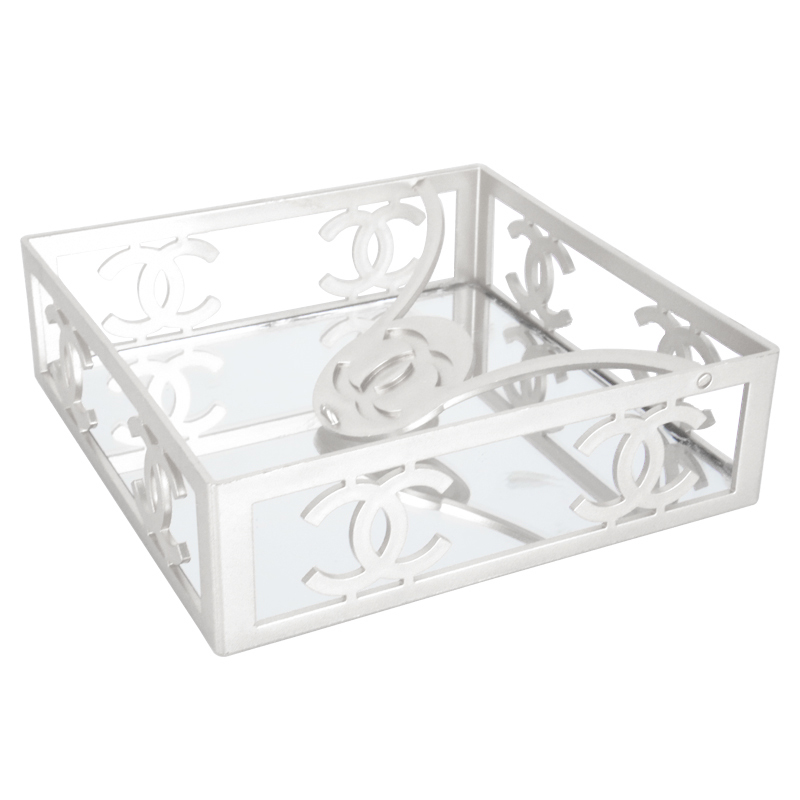 PORTE PAPIER PLASTIQUE 17X17X6 CM SANS EMBALLAGE MODELE ARGENT