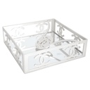 PORTE PAPIER PLASTIQUE 17X17X6 CM SANS EMBALLAGE MODELE ARGENT