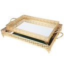 SET 2 PLATEAUX DECO METAL RECTANGULAIRE 37X24 / 43X31 CM MODELE OR