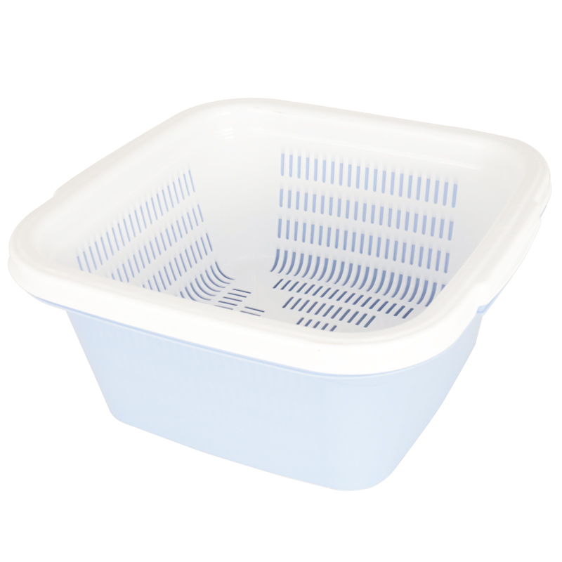 BASSINE AVEC FILTRE 4 LITRES EN PLASTIQUE MIX BLEU/ROSE/ROUGE/GRIS