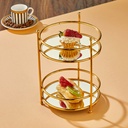 PRESENTOIR ROND 2 NIVEAUX DECO METAL 15X21 CM MODELE OR