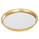 PLATEAU DECO PLASTIQUE ET MIRROIR 29 CM MODELE OR