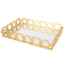 PLATEAU DECO PLASTIQUE ET MIRROIR 32X20 CM MODELE OR