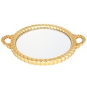 PLATEAU DECO PLASTIQUE ET MIRROIR 35 CM MODELE OR