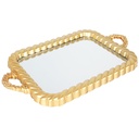PLATEAU DECO PLASTIQUE ET MIRROIR 47X29 CM MODELE OR